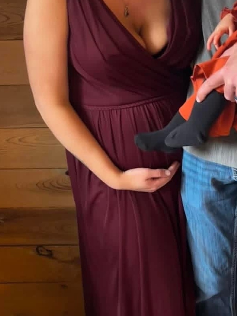 V-Neck Burgundy Maxi Dress bridesmaid dress